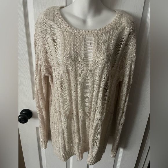 C Sweaters - C Women’s Size XL Sweater cream colored with sequins.